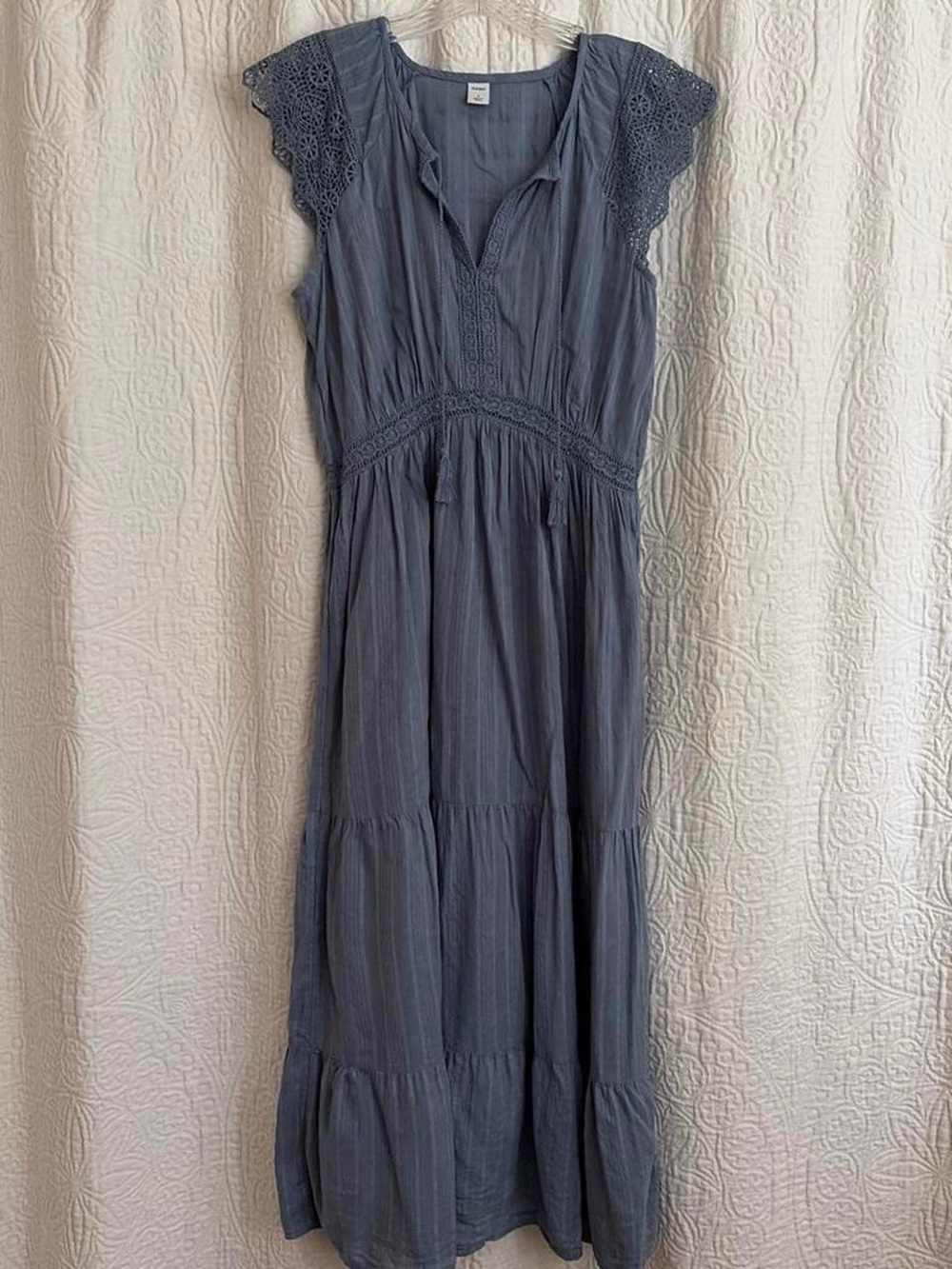 Old Navy Dusty Blue Crochet-Trim Maxi Dress